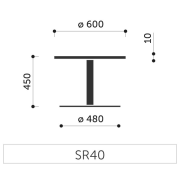 Konferenčný stolík SR 40, p. 60 cm, v. 45 cm, tvrdené mliečne sklo, kovová podnož chróm