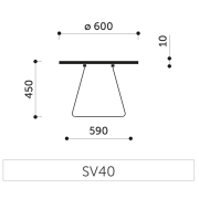 Konferenčný stolík SV 40, p. 60 cm, v. 45 cm, tvrdené mliečne sklo, kovová podnož chróm