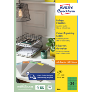 Etikety farebné 70x37mm Avery A4 100 hárkov zelené
