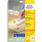 Etikety univerzálne odnímateľné 63,5x38,1mm Avery A4 25+5 hárkov