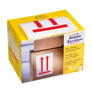 Etikety Avery s varovným symbolom ` Neklopiť` 74x100mm na kotúči
