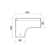 Pracovný stôl Gate, ergo, pravý, 160x75,5x120 cm, buk/sivá