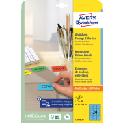 Etikety Avery odnímateľné 63,5x33,9 mm, modré