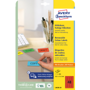 Etikety Avery odnímateľné 45,7x21,2 mm červené