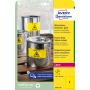 Etikety polyesterové veľmi odolné 210x297mm Avery A4 žlté 20 hárkov