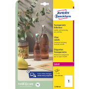 Etikety polyesterové veľmi odolné 210x297mm Avery A4 25 hárkov priehľadné