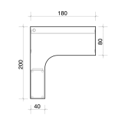 Pracovný stôl Gate, ergo, pravý, 180x75,5x200 cm, buk/buk