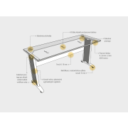 Pracovný stôl Cross, ergo, ľavý, 180x75,5x200 cm, sivá/kov