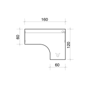 Pracovný stôl Flex, ergo, ľavý, 160x75,5x120 (60x60) cm, buk/kov