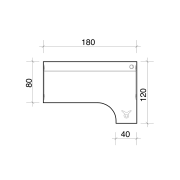Pracovný stôl Flex, ergo, ľavý, 180x75,5x120 (80x40) cm, čerešňa/kov