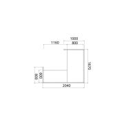Recepčný pult ASSIST 160 rohový pravý, 167 x 204 x 74 (100) cm, orech