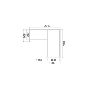 Recepčný pult ASSIST 180 rohový ľavý, 187 x 204 x 74 (100) cm, agát