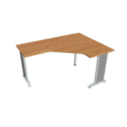 Pracovný stôl Flex, ergo, ľavý, 160x75,5x120 (60x60) cm, jelša/kov