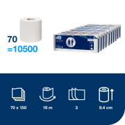 Toaletný papier 3-vrstv. TORK Advanced biely T4 návin 19,4 m (10 ks)