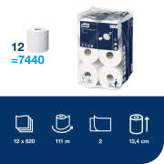 Toaletný papier 2-vrstv. TORK SmartOne Mini biely T9 (12 ks)