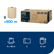 Papierové utierky v rolke 2-vrstv. TORK Matic natural 150m/600 útržkov H1 6ks