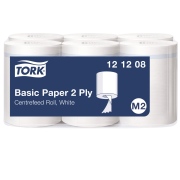 Papierové utierky v rolke so stred. odvíjaním 2-vrstv. TORK biele M2, návin 121,5 m (6 ks)