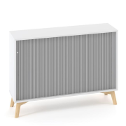 Policová skriňa ALFA ROOT s del.priečkou, žalúziové dvere RAL9010, 1 polica, 120x45x88,7cm, biela