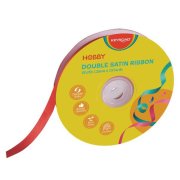 Stuha KEYROAD dvojitá saténová, 12 mm x 22,86 m, na cievke, červená
