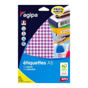 Etikety kruhové 8mm Agipa A5 fialové