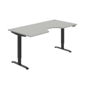Pracovný stôl Motion Ergo, PO, 2S, 180x70,5-120,5x90 cm, sivá/čierna