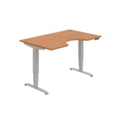 Pracovný stôl Motion Ergo, PO, 3S, 140x61-128x90 cm, jelša/sivá