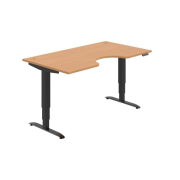 Pracovný stôl Motion Ergo, PO, 3S, 160x61-128x90 cm, buk/čierna