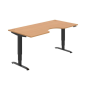 Pracovný stôl Motion Ergo, PO, 3S, 180x61-128x90 cm, buk/čierna